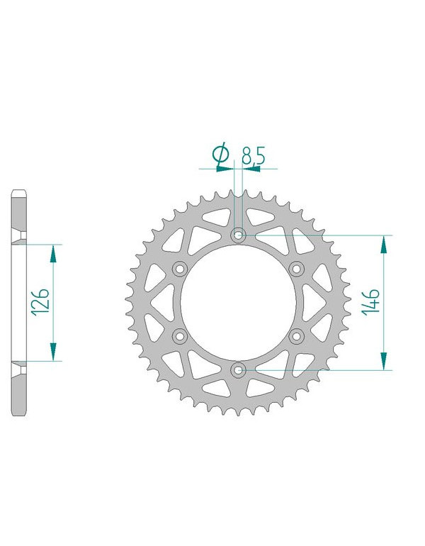 Couronne de transmission 520 AFAM alu 49 dents pour RMX 450 Z 10-13