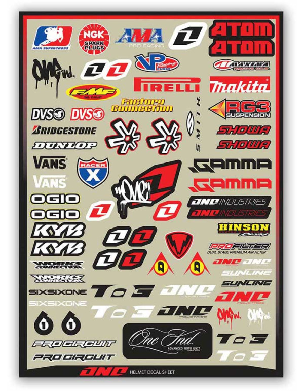 Planche de Stickers casque moto.