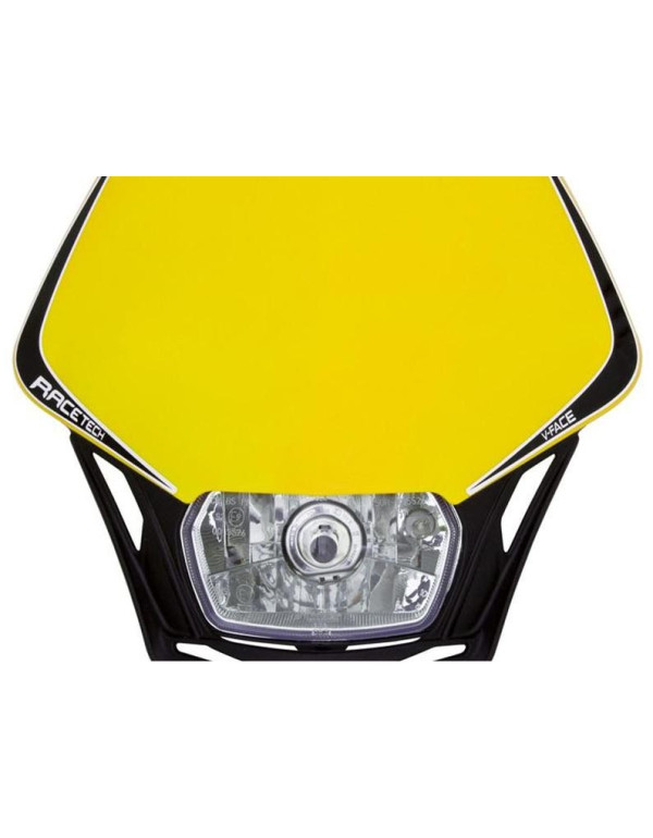 Plaque phare Racetech V-FACE Noire avec plaque jaune