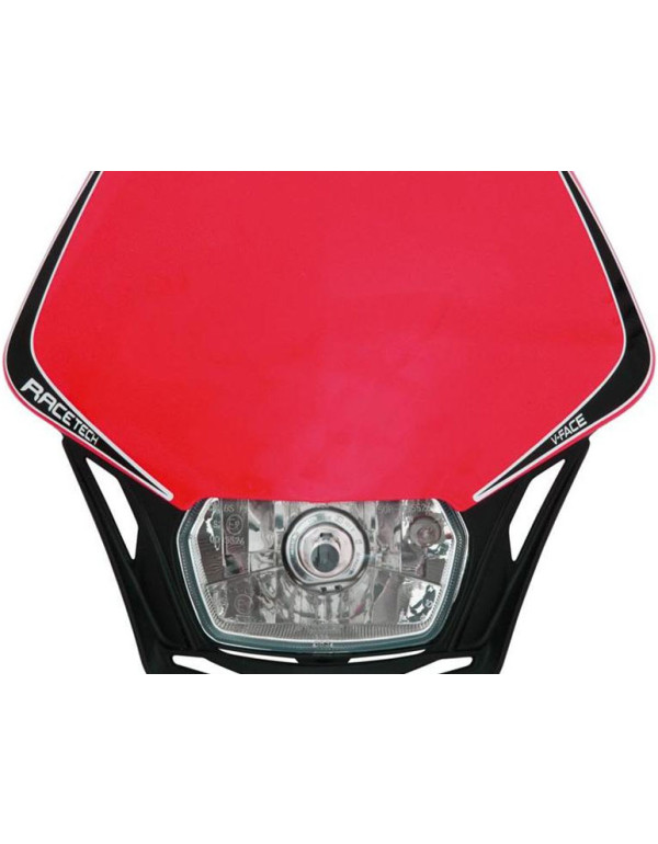 Plaque phare Racetech V-FACE Noire avec plaque rouge