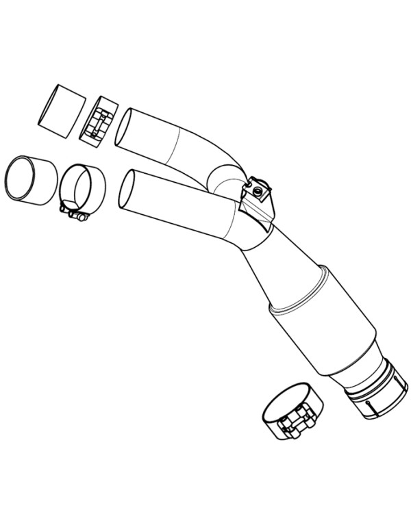 Raccord Y Akrapovic MT01 avec colliers et bagues