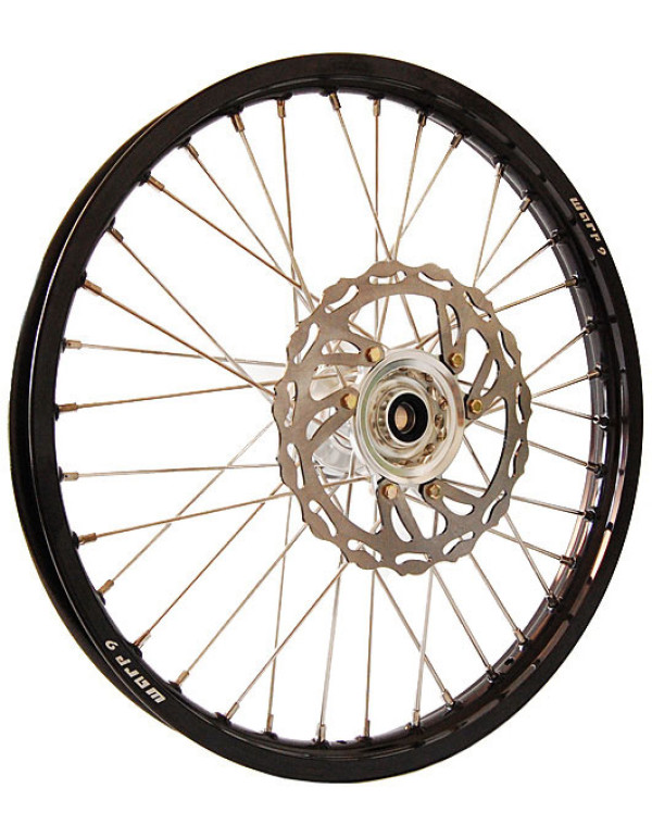 Roue avant complète 21x1.60 jante noire moyeu alu pour KX 125/250 03-05