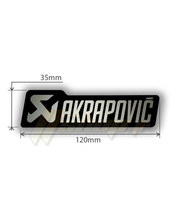 Autocollant Sticker Akrapovic 120x35mm - résistant à la chaleur - noir et aluminium - P-HST19AL