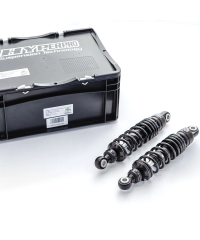 Détail des amortisseurs arrière réglables type 360 séries TWIN, finition et réglage pour Harley-Davidson Touring