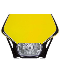Plaque phare Racetech V-FACE Noire avec plaque jaune