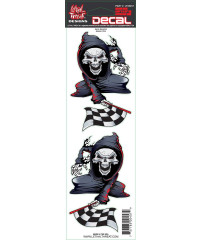 Autocollant sticker Lethal Threat - Faucheur mort vivant avec drapeau à damiers